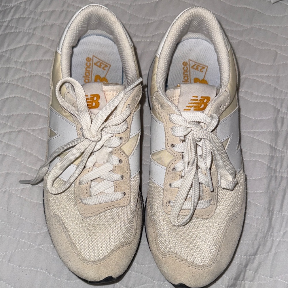New Balance 237s Beige and White Casual Sneakers